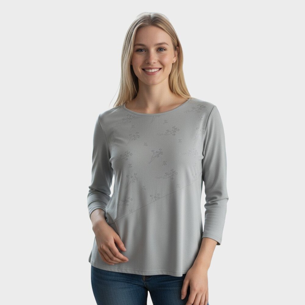 California Krush Women's 2X Gray Relaxed 3/4 Sleeve Plus Size Tunic Top